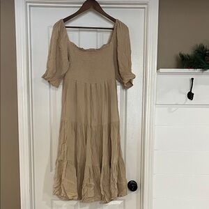 OAK + FORT Tan Midi Dress